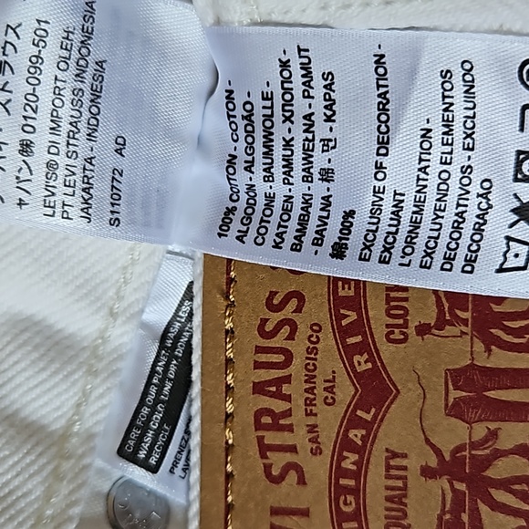 Levi's 501 Original White High Rise Straight Leg Jeans Distressed Size 29X30 - Picture 16 of 16